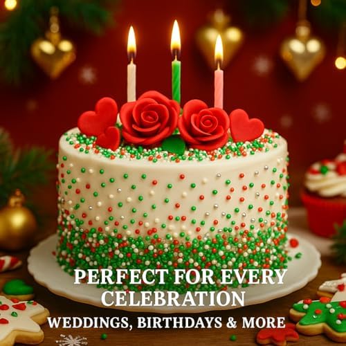 Confect Edible Pearl Sprinkles – Festive Mix of Red, White, Silver & Green Disco Ball Sprinkles – Cake & Cupcake Toppers for Baking, Decorating, and Party Treats- 5 Oz - Image 3