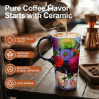 Topadorn 17oz Ceramic Travel Mug with Lid, Floral Coffee Mug with Gift Box - Image 4