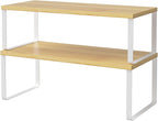NEX Bamboo Cabinet Organizer Shelf, Spice Rack, Stackable Kitchen Shelves by NEX