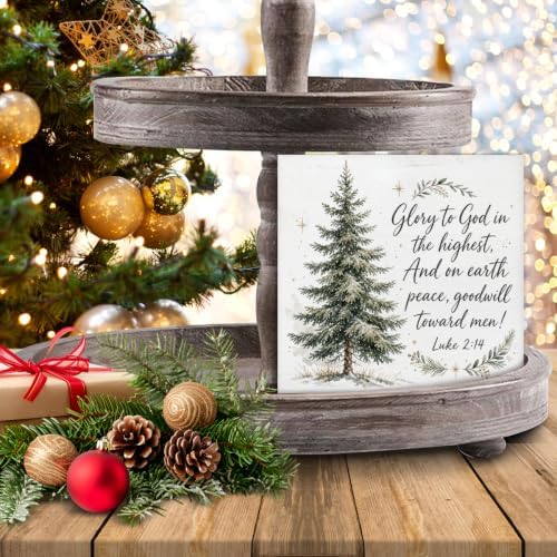 Christian Christmas Decor, Christmas Tree Bible Verse Wooden Sign - Image 7