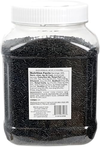 Black Sprinkles Jimmies 1.98 Pounds Container, Sprinkles For Cake Decorating, Cake Sprinkles, Sprinkles For Baking, Ice Cream & More, The Hampton Candy Company - Image 2