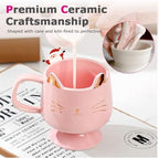 Christmas Mugs High-Footed Ceramic Cat Mug – 13.5oz Unique Coffee Cup with kitty Expression Design, Fun Gift for Women, Girls, Kids, Cat Lovers (pink) - Image 6