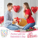 JarThenaAMCS Valentine' s Day Double Wall Glass Coffee Mugs Insulated Glasses 12Oz Candy Conversation Heart Clear Espresso Cups with Handle for Home Holiday Supplies, Set of 2 - Image 5