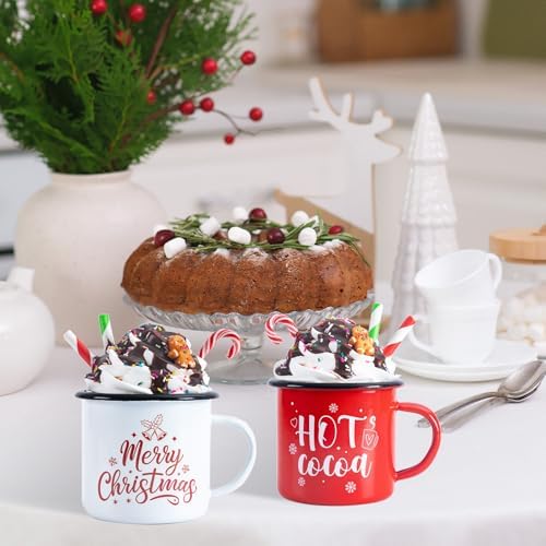 2 PCS Christmas Hot Cocoa Tiered Tray Mug Decor Set with Faux Whipped - Image 4