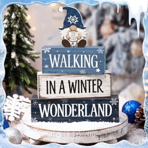 4 Pcs Christmas Table Decorations, Blue Christmas Decor Indoor - Image 2