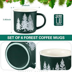 Jinei 6 Pcs Christmas Coffee Mug Ceramic Cups, Dark Green - Image 2