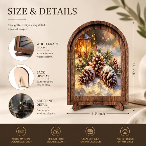 Winter Pinecone Arched Table Sign, Rustic Farmhouse Christmas Decor - Image 2