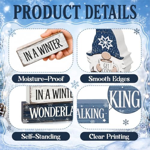 4 Pcs Christmas Table Decorations, Blue Christmas Decor Indoor - Image 4