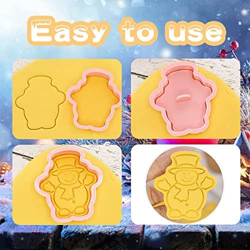 24 Pieces Christmas Cookie Stamps Gingerbread Cookie Cutters Xmas Embossing Santa Claus Elk Snowman Shapes 3D Plastic Cookie Molds for Baking Holiday Party Supplies - Image 3
