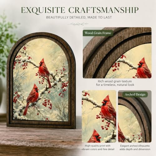 Winter Cardinal Arched Table Sign, Christmas Farmhouse Shelf Decor - Image 4