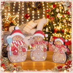 Suzile 3 Pcs Christmas Gingerbread Snowman Decoration Wooden Winter Decor - Image 4