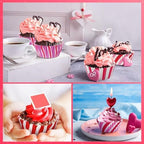 SANNIX 450Pcs Pink Cupcake Liners, Pink Red White Cupcake Wrappers Paper Wraps Muffin Liners for Wedding Birthday Valentines Day Party Candy Cake Decorations Supplies - Image 7