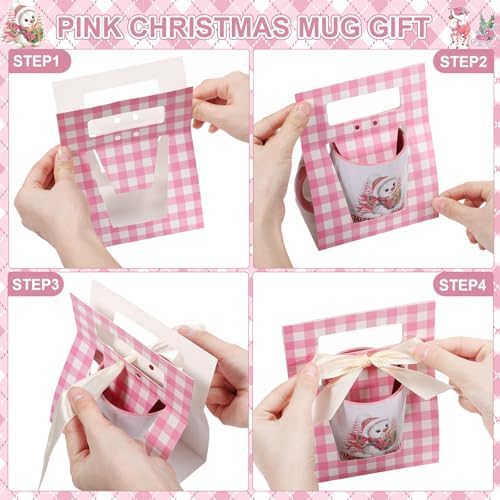 LemonRoad 6 Sets Pink Christmas Mugs 12 oz Xmas Coffee Mugs with Mug Boxes - Image 4