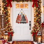 Christmas Decorations Buffalo Plaid Christmas Tree Wooden Hanging Sign - Image 2