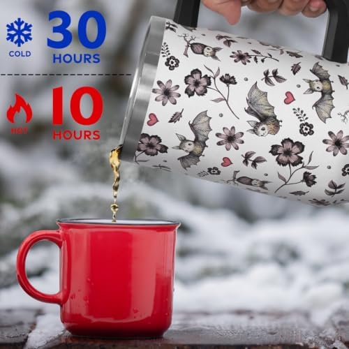 Halloween Tumbler with Lid and Straw 40oz,Cute Floral Bat Hearts Vacuum Insulated Leak Proof Stainless Steel Coffee Cup,Goth Cute Spooky Halloween Accessories Gift for Women Girls - Image 6