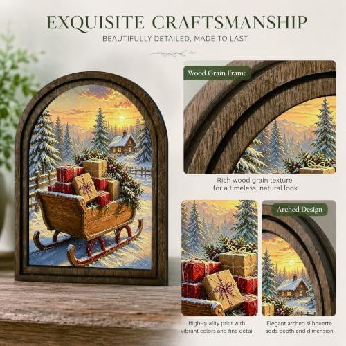 Christmas Gift Sleigh Arched Table Sign, Farmhouse Shelf Decor - Image 4