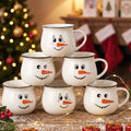 Vesici 6 Pcs Christmas Ceramic Mugs Bulk White Snowman Winter Coffee Cups by Vesici