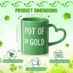St Patrick's Day Irish Coffee Mugs Set of 6,10 oz Ceramic St. Paddy's Day Mugs with Heart Shaped Handle, Green Shamrock Clover Coffee Mug, Irish Glasses Lucky Gifts for Home Party Decor 2026 - Image 2