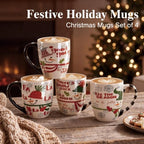 Topadorn 18 oz Christmas Mugs Set of 4, Ceramic Coffee Cups with Snowman & Christmas Hat Design - Gift for Family and Friends, Ideal for Holiday Party, Hot Chocolate, Tea - Image 2