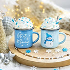 2 PCS Winter Snowman Tiered Tray Mug Decor Set with Faux Whipped - Image 3