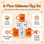 Halloween Coffee Mugs with Heart Handles, 6 Pack 10 Oz Cups - Image 3