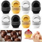 400pcs Mini Foil Cupcake Liners Golden Silver Black by AUGSUN