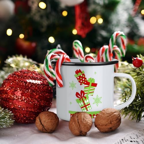 Chengu 12 Pack Enamel Coffee Mugs Green Christmas Cups, 12 oz Holiday - Image 4