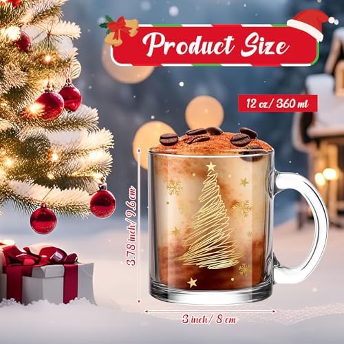 Maxcheck 6 Pack 12 oz Christmas Coffee Mugs Glass Cups with Handle - Image 3
