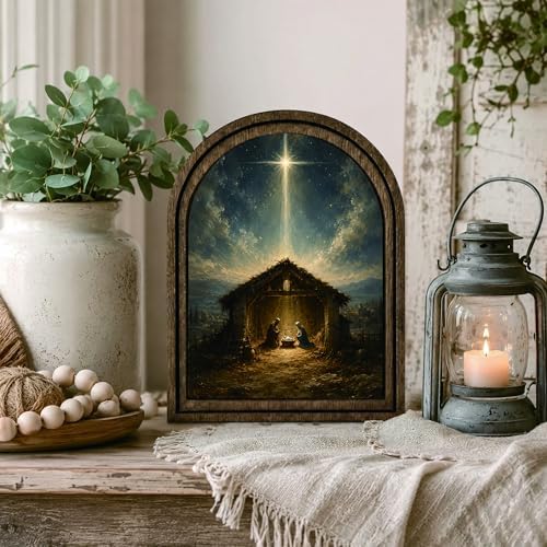 Nativity Scene Arched Decor, Christmas Manger Table Sign, 5.9x7.9 - Image 6