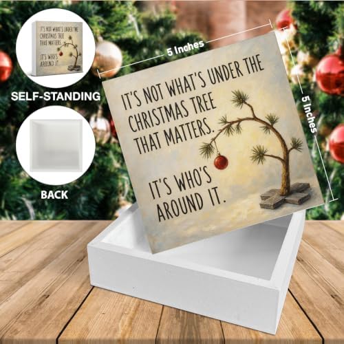 Christmas Tree Home Decor, Inspirational Quotes Christmas Wooden Sign - Image 2