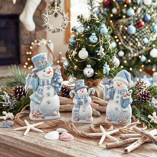 Suzile 3 Pcs Christmas Costal Snowman Table Decorations Winter Indoor Decor - Image 6