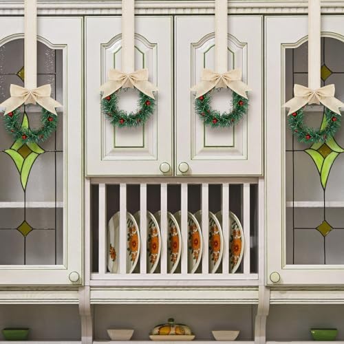 Retrowavy 12 Pcs Small Christmas Kitchen Cabinet Wreaths with Ribbon - Image 5
