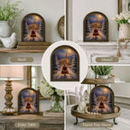 Santa Village Arched Table Sign, Christmas Farmhouse Shelf Decor - Image 5
