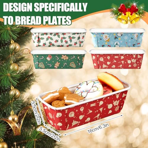40 Sets Christmas Loaf Pan with Lid Paper Disposable Baking Pans - Image 2