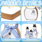 Suzile 3 Pcs Christmas Snowman Decoration Rustic Wooden Winter Indoor Decor - Image 4