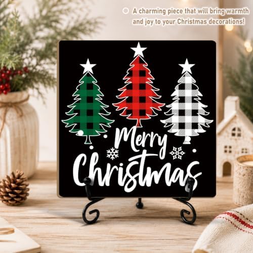 Romantic Merry Christmas Decor Wood Plaque with Support Stand - Image 4