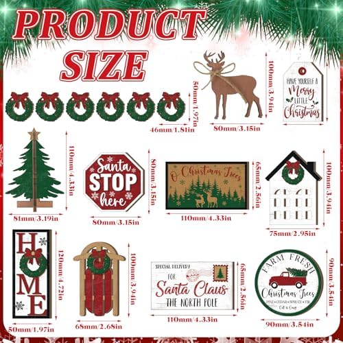 Funnymoom 17 Pcs Christmas Tiered Tray Decor Winter Tiered Tray Decor Set - Image 2