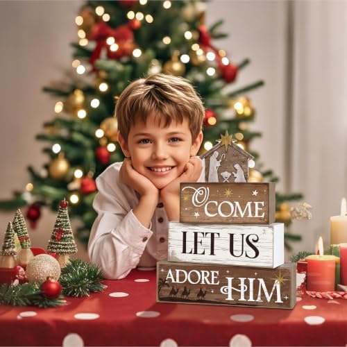 4 Pcs Christmas Table Decorations, Wooden Nativity Decor Indoor - Image 5