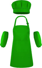 Kids Apron Set Chef Hat Sleeve Outfit Costume Toddler Girl Boy Aprons Cooking by AYANICA