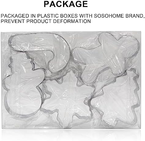 Christmas Cookie Cutter Set - 5 Piece Holiday Cookies Molds - Snowman, Christmas Tree, Gingerbread Man, Candy Cane, Snowflake - Image 3