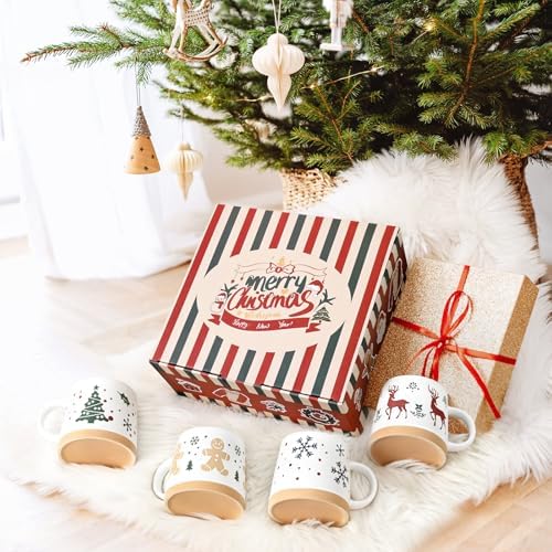 Maustic Christmas Mugs Set of 4, Holiday Coffee Mugs with Festive Christmas Themed Design, Hot Chocolate Hot Cocoa Cups, Family Gifts, 14 Oz - Image 5