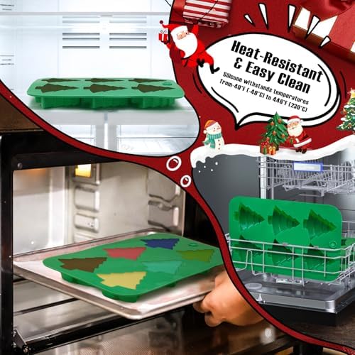 Christmas Tree Silicone Molds 2PCS for Soap Chocolate Candy Cake Cocoa Bomb Bath Bomb Ice Candle Food, 3D Xmas Themed Treat Baking & Freezing Tray BPA Free Food Grade Holiday Moulds - Image 6