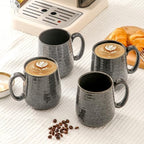 HASENSE Ceramic Coffee Mugs - 15 OZ Large Coffee Cups Set of 4 with Handle for Hot Beverage, Porcelain Latte Mugs for Tea, Milk, Cocoa, Cappuccino and Mocha, Microwave and Dishwasher Safe, Grey - Image 4