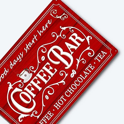 Vintage Metal Sign - Coffee & Tea Bar Decor - Christmas & Hot Cocoa Station - 8 x 12 Inch - Image 3