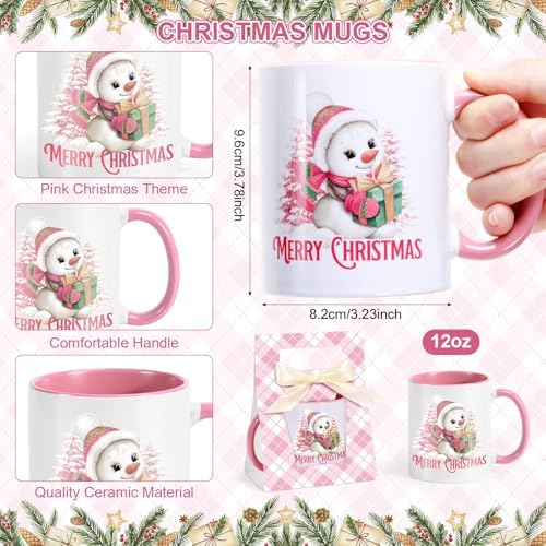 LemonRoad 6 Sets Pink Christmas Mugs 12 oz Xmas Coffee Mugs with Mug Boxes - Image 3