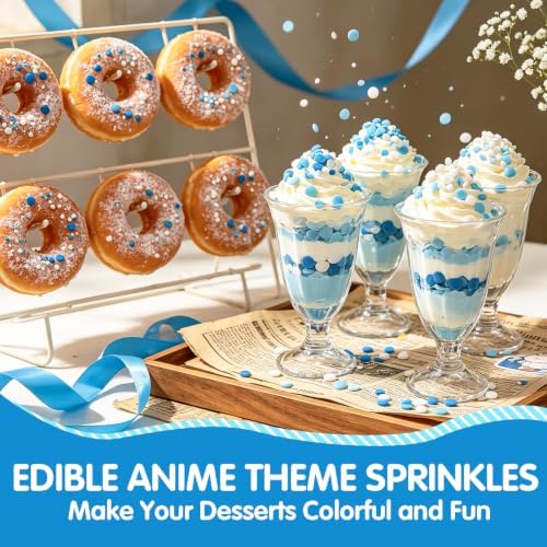 Edible Circle Confetti Sprinkles for Cake,Blue White Round Winter Sprinkle - Image 2