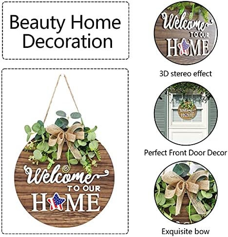 Interchange Welcome Sign Front Door Wreaths for Spring Fall Summer Winter - Image 2