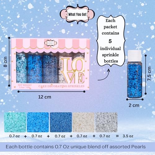 Confect Christmas Sprinkles | Mix Blue Silver & White Snowflake Sprinkles | Navy Blue Jimmies | Frozen Sprinkles | Cake Decorating Sprinkles - 5 Oz - Image 5