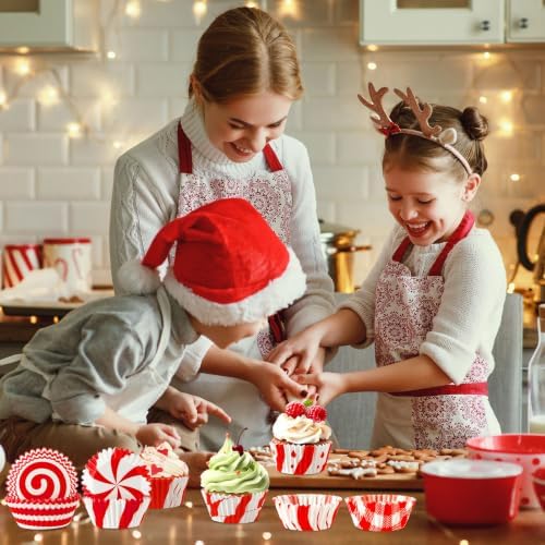 SANNIX 450pcs Red and White Christmas Cupcake Liners, Xmas Candy Baking Cups Cupcake Wrappers Paper Wraps Muffin Liners for Christmas Holiday Birthday Party Candy Cake Decorations Supplies - Image 3