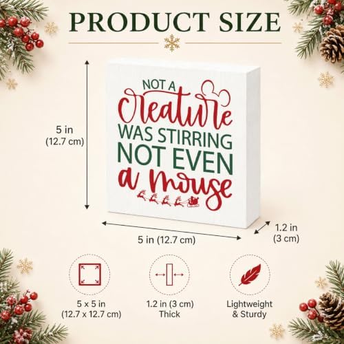 Not a Creature Was Stirring Not Even a Mouse Christmas Wood Box Sign - Image 3